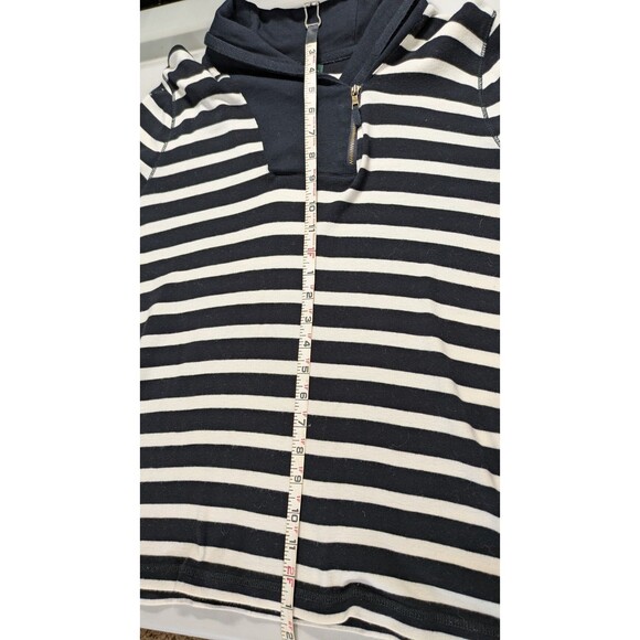 Ralph Lauren Black white Striped Pullover Sweat Shirt Top XL zip accent - Picture 6 of 7